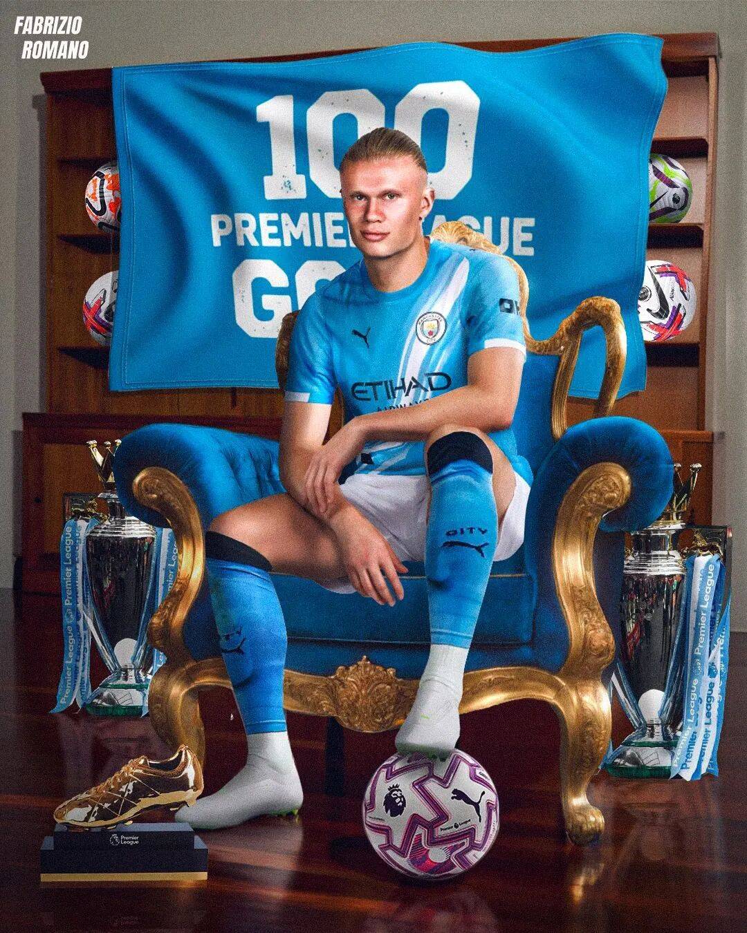 英超最快百球纪录！哈兰德为英超立新标